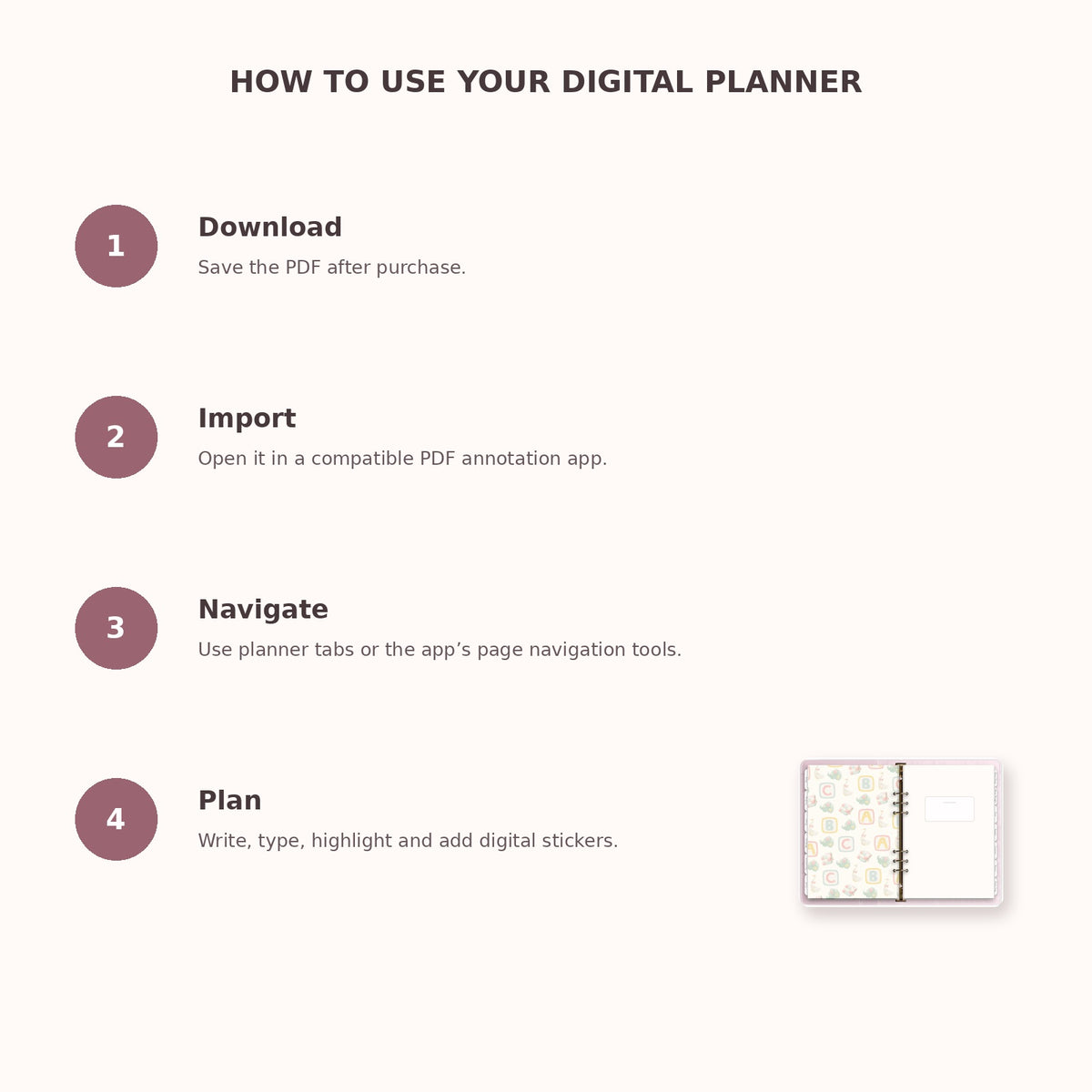 How to use the Newborn Planner with a compatible PDF annotation app