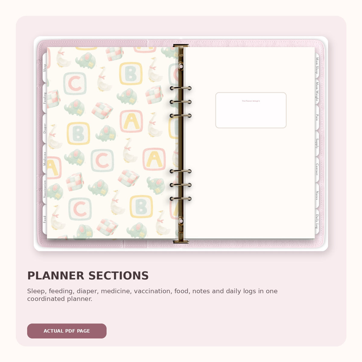 Actual supply contacts and notes sections in the Newborn Planner