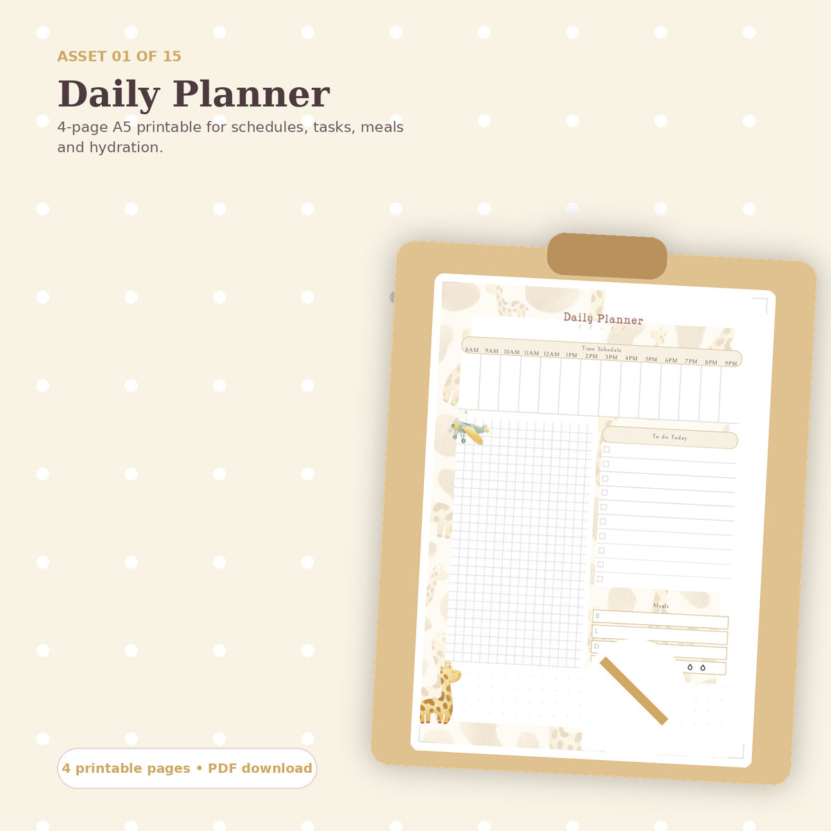 Daily Planner printable mockup