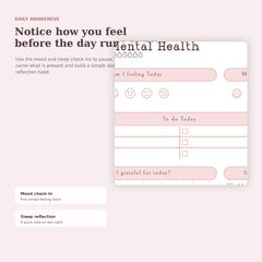 Daily mood and sleep check-in planner page