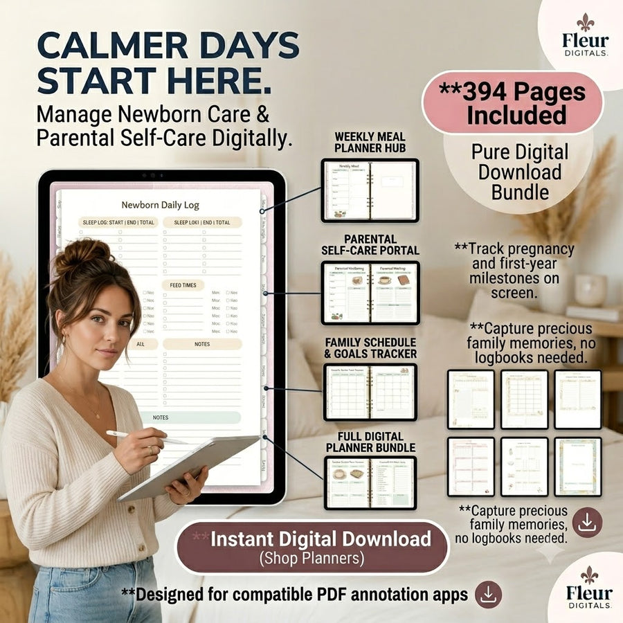 Nursery Planner & Memory Bundle | 15 Printable Baby & Newborn PDFs