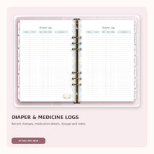 Actual Newborn Planner diaper log page from the PDF