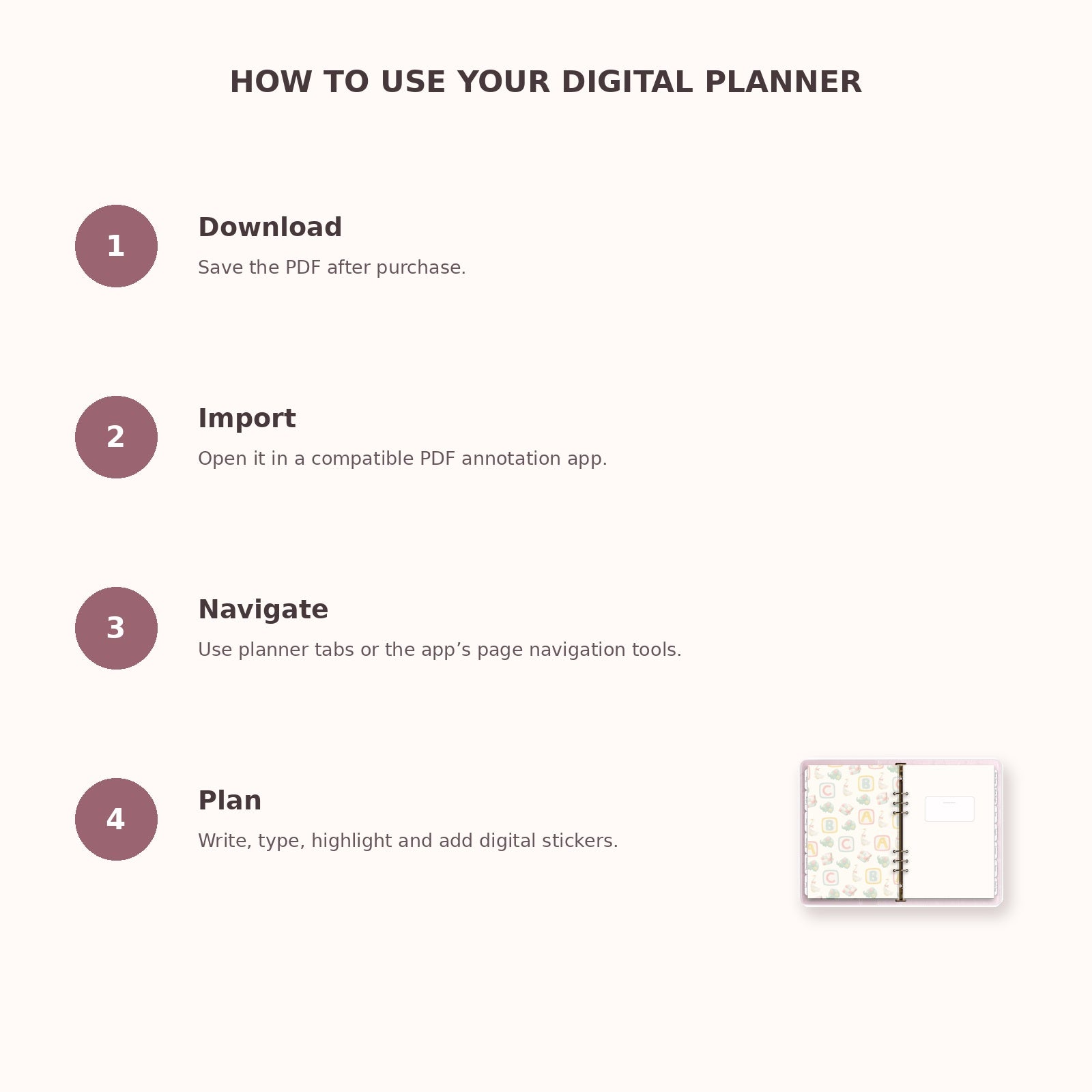 How to use the Newborn Planner in a compatible PDF annotation app