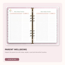 Actual Newborn Planner parent sleep tracker page from the PDF
