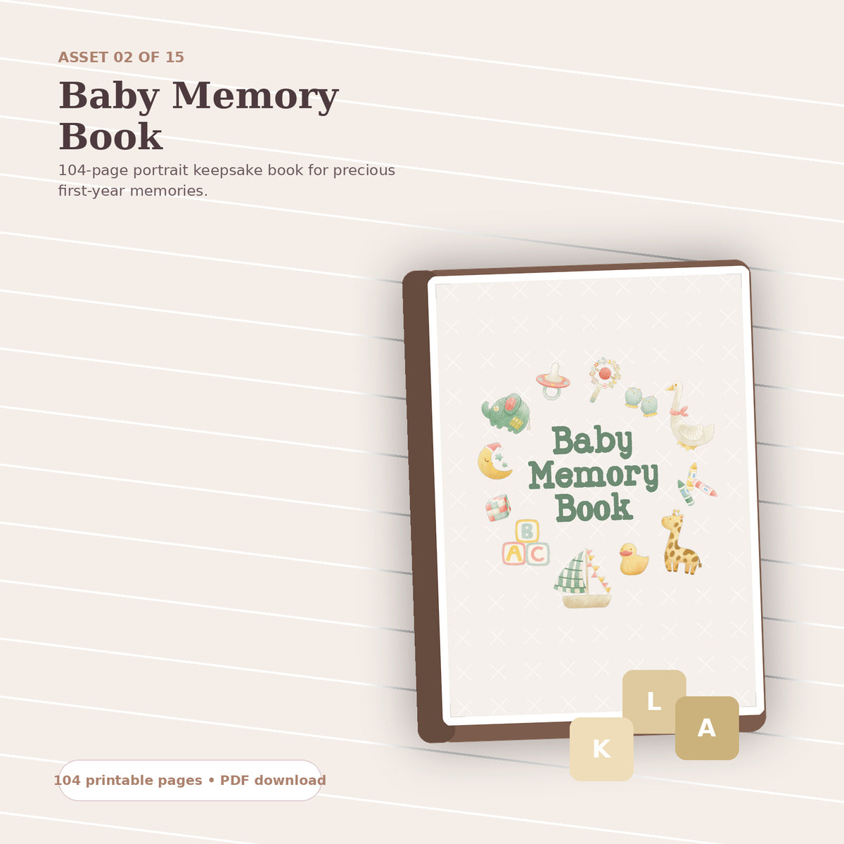 Portrait Baby Memory Book printable mockup