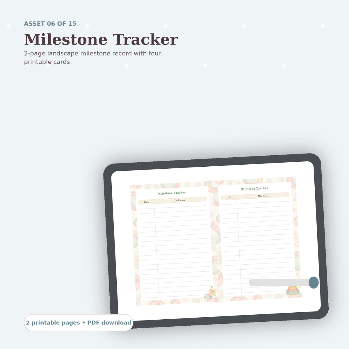 Milestone Tracker printable mockup