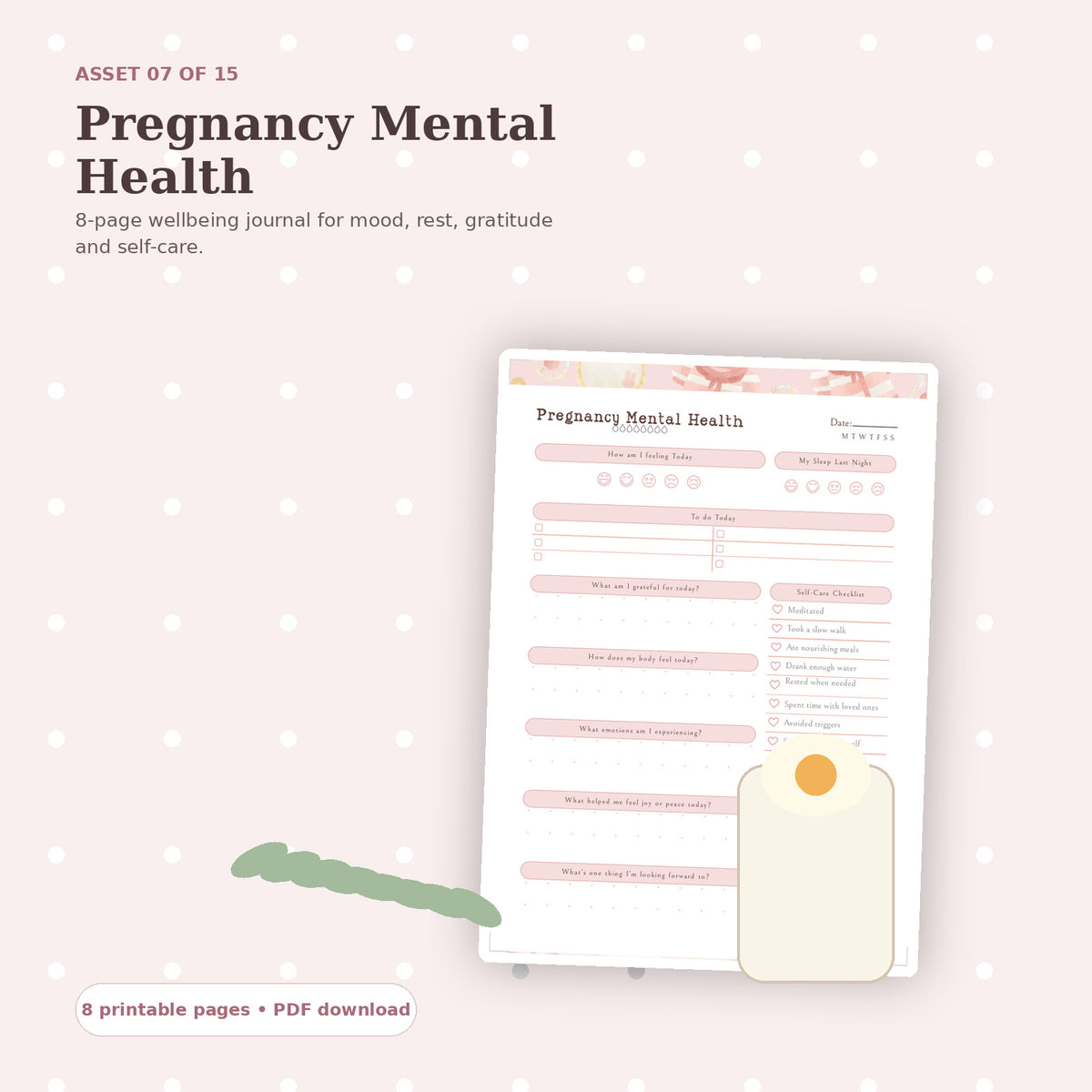 Pregnancy Mental Health Journal mockup