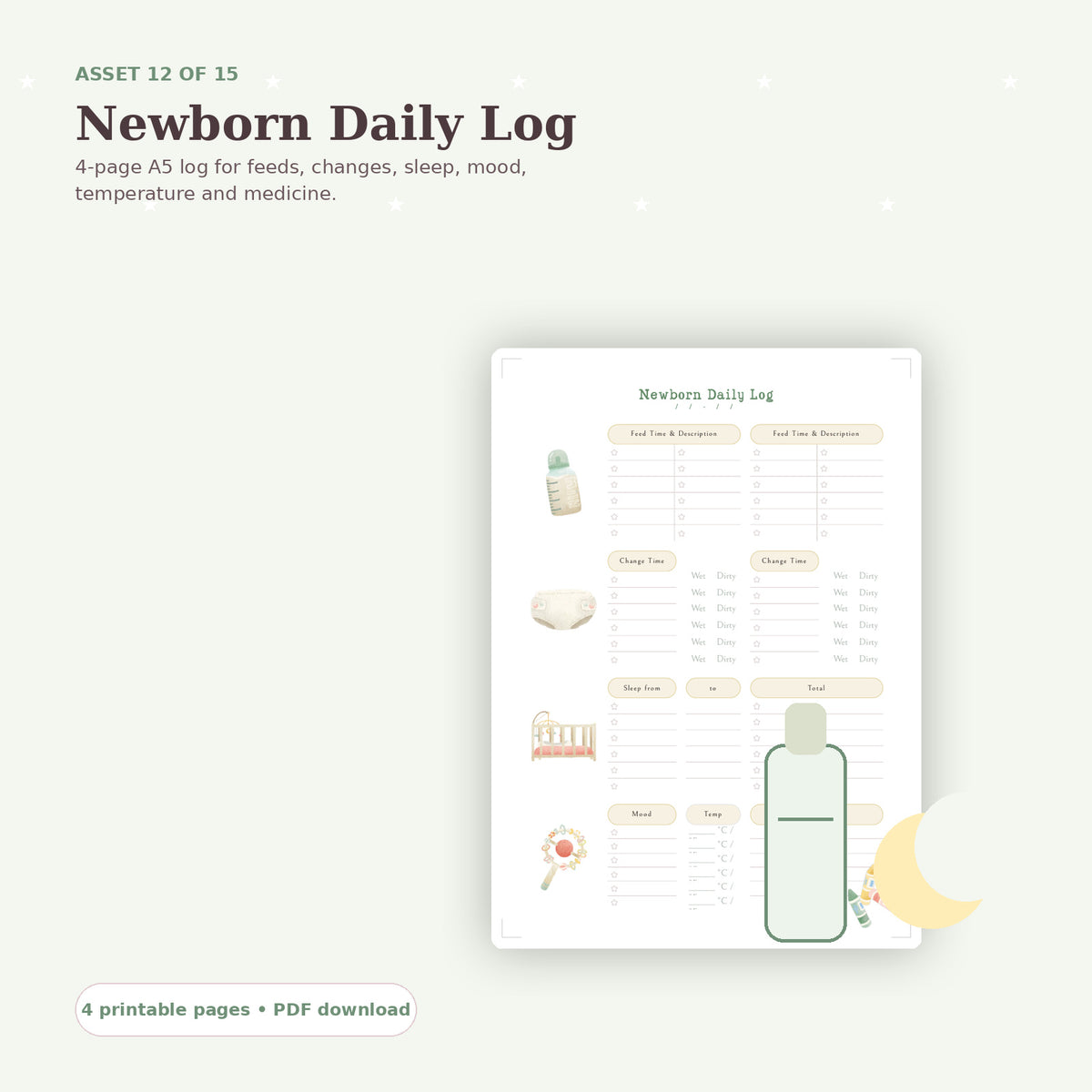 Newborn Daily Log mockup