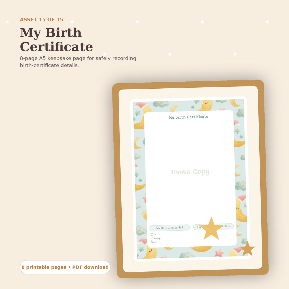 Birth Certificate keepsake mockup